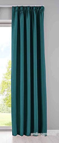 Gardin ogenomskinlig "Newyork" dolda slingor petrol H x B 245 295 cm, 1 pack termisk gardin, mörkläggningsgardin, ljudisolerande, Oeko Tex veckband, gardinomslag, 2020610 4041984944047