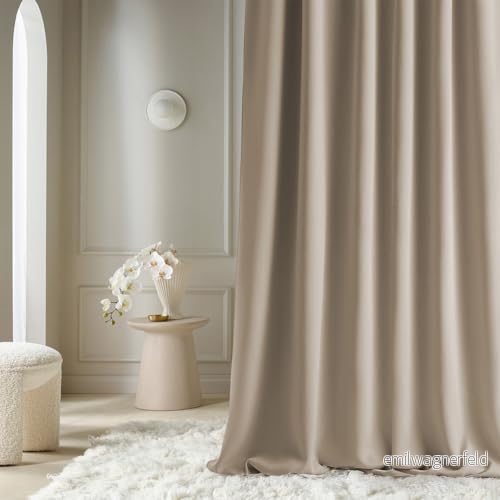 ROOM99 Gardin med veckband aura 180 x 260 cm bredd höjd, mörkläggning, glidande gardiner, dekoration, modern gardin, vardagsrum, sovrum, beige, 1 st 5908224078285