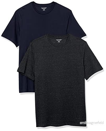 Amazon Essentials herr normal passform kortärmad rund hals t shirt, paket med 2, kol ljung/marinblå, XX Large 196433602949