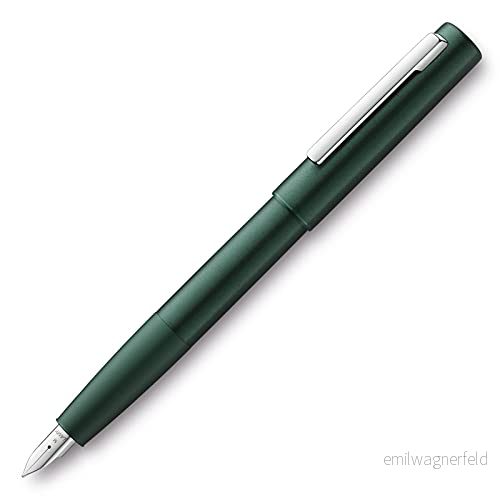 LAMY aion reservoarpenna 077 modernt i mörkgrön färg gjord av en sömlöst infälld aluminium roterande borstad yta fjäderstyrka EF 4014519734512