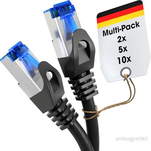 KabelDirekt 5x 1,5m Nätverkskabel, Ethernet kabel, tillgänglig i 0,25 30m (Fiberhastighet för gigabitnätverk, LAN switch/router/modem med RJ45, svart/silver) 4260414841705