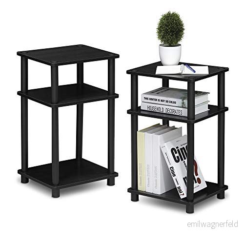 Furinno Sidobord med 3 nivåer, trä, amerikanska/svart, 34,04 x 29,21 57,91 cm 816718022889