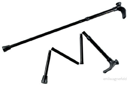 HOMECRAFT konturerade grepppinnar, vikbar gångstav med svart axel, ergonomisk handtagsdesign för personer svagt grepp eller artrit, 825 925 mm, vänster hand (berättigad till momsbefrielse i 5028318213870