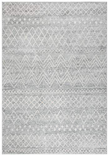 Safavieh Modern Chic inomhatta, vävd, Madison kollektion, MAD798, i silver/Elfenbensvit, 61 x 91 cm för vardagsrum, sovrum eller något inomhusutrymme 195058025706