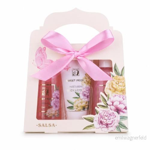 Accentra Duschset för kvinnor SWEET PEONY i vacker presentförpackning 3 delat vårdset med duschgel, kroppslotion och bubbelbad Wellness presentset Alla hjärtans dag & Mors 4015953717178