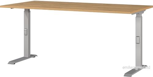 Germania skrivbord 7911-638, i Grandson-ek-Nb./silver, me. höjdinsats, 160 x 91 80 cm (B H D) 4005949791565