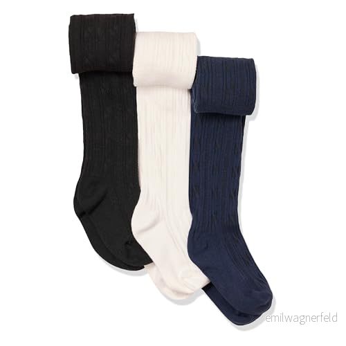 Amazon Essentials flickor kabelstickade tight, 3 pack, Vit/svart/marinblå, Small 197153156361