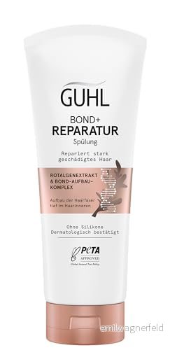 Guhl Bond reparationsbalsam innehåll: 200 ml reparerar kraftigt skadat hår strukturen av hårfibrerna djupt inuti håret utan silikoner med rödalgextrakt 4072600701218