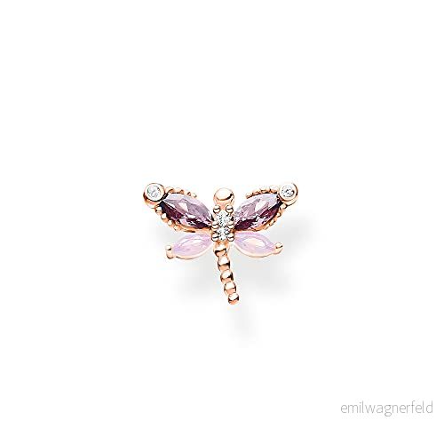Thomas Sabo H2188 321 7 Charm Club örhänge, piercing i form av en fjäril med stenar, 925 Sterlingsilver förgylld roséguld, cirkon 4051245501193