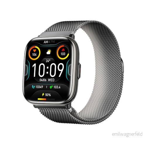 Trevi T FIT 265 A Smartwatch med 1,75 tum AMOLED skärm, alltid på full touch, trådlöst samtal, sömnövervakning, steg, hjärtfrekvens, fitnessspårare, vattentät IP67, svart 8011000041254