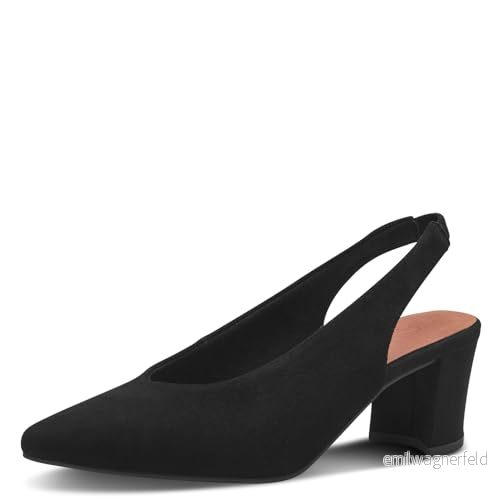 MARCO TOZZI dam, Sling, läder, Feel ME fotbädd, mjukt foder, 22965542 pumps, svart, 40 EU, EU 4064231635444
