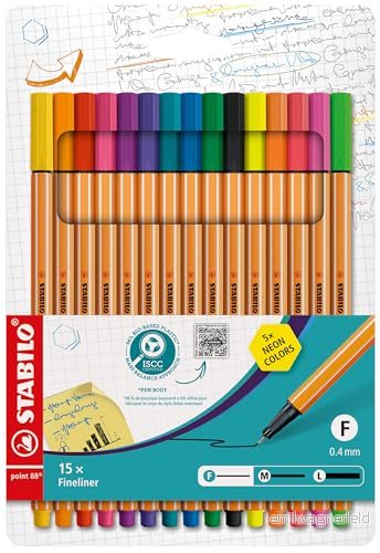 STABILO 8815 1 Fineliner Pennor, Flerfärgad, 15 st 4006381589154