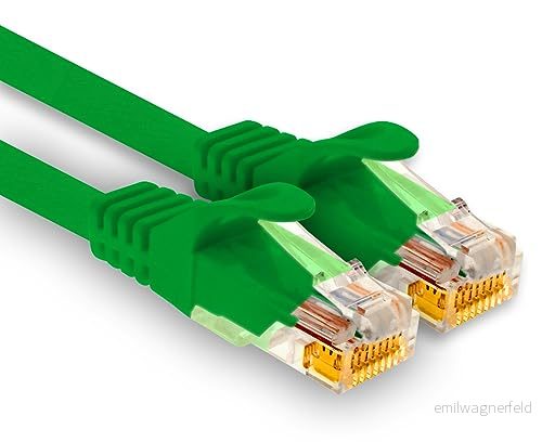 1aTTack.de 1 x 0,25 m Cat7 nätverkskabel, Cat.7 Ethernet, Lan & Cat 7 patchkabel för maximal internethastighet och ansluter alla enheter till RJ 45 uttag grön 4250344809708