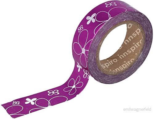 Maskeringstejp Washi folie blommor rosa 15mm.x10m. metallserie 8428885372456