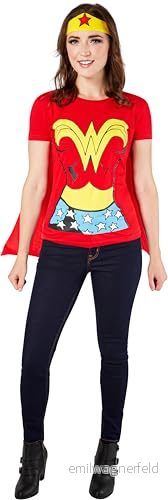 Rubie's 880475L000 DC Comics Wonder Woman T skjorta set vuxen maskeradklänning, tecknad film, flerfärgad, L 883028047574