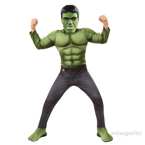 Rubie's Officiell Avengers Endgame Hulk, deluxe barndräkt medium, ålder 57, höjd 132 cm, världsbokens dag 883028338535