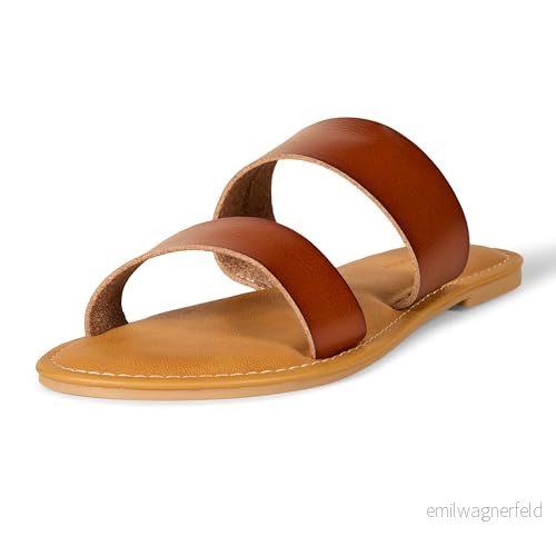 Amazon Essentials dam två band sandal platt sandal, SOLBRÄNNA, 12 US 840174928836