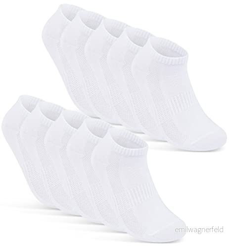 10 Par Sneaker Strumpor Herr Dam Ankelstrumpor Andas med Mesh Bomull Svart Vit Grå 16510 (47 50 Vit) 4054536083897