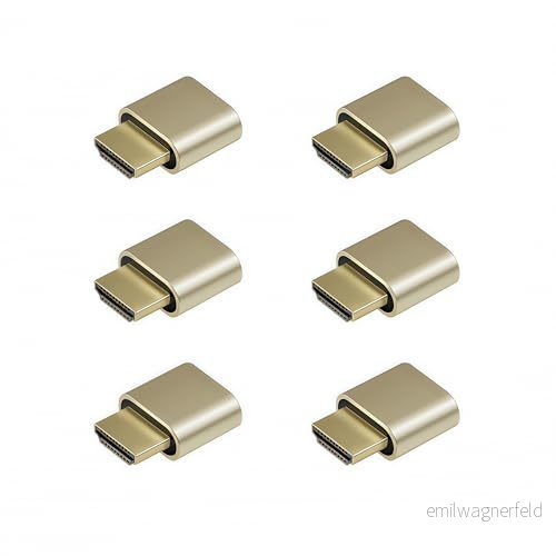 ADWITS 6 Pack 4K 2K 1080P 30Hz till 60Hz Support HDMI Display Emulator DDC EDID Headless Ghost Monitor Adapter Dummy Plug,Ny version Högsta 4096x2160 @ i guldfärg 727780498673
