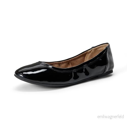Amazon Essentials kvinnors Belice Slip On Ballet Flat, Svart Patent, 37.5 EU Bred 840809187539