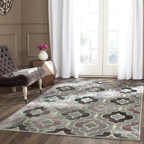 Safavieh Riva områdesmatta, vävd mjuk viskosmatta i grå/multi, 160 x 230 cm 683726523321
