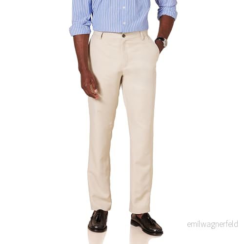 Amazon Essentials Herr Slim-Fit-klänning med platt framsida, sten, 33 B x 28 L 195111850283