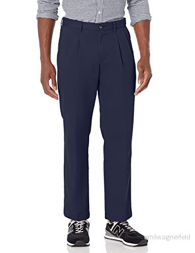 Amazon Essentials herr klassisk passform skrynkelfri veckad chinos byxa för män (finns i stora och långa), marinblå, 31 B x 28 L 191770051818