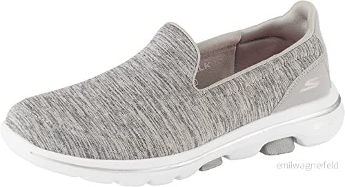 Skechers dam Go Walk 5 Honor Sneaker, Grå textil trim, 37.5 EU 193113887238