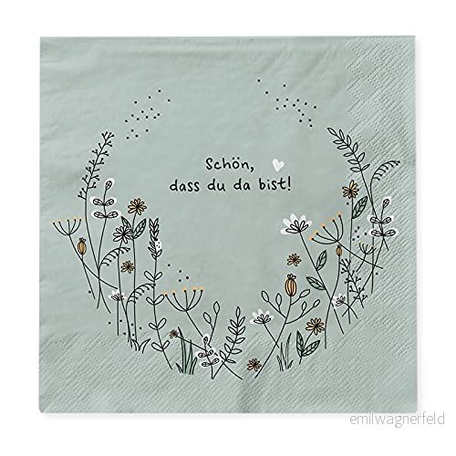 Grafik verkstad servetter med slogan 20 stycken 12,5 x cm grön blomsterkrans 4043651616097