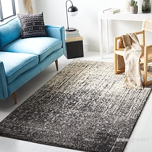Safavieh Amare Modern matta, vävd polypropylenmatta i svart/ljusgrå, 160 x 230 cm 683726457299