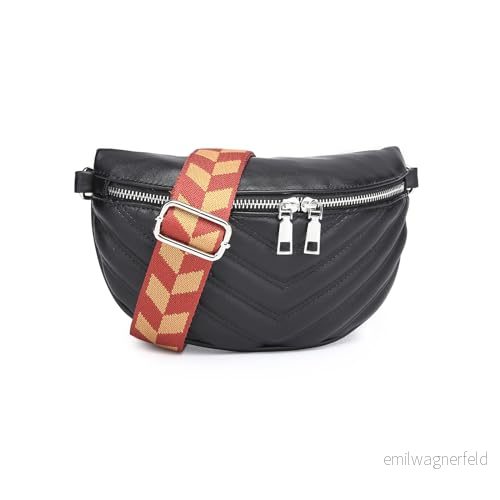 Miss Lulu dam axelväska midjeväska mobiltelefon crossbody bag bred rem liten med avtagbar axelrem, svart 6976821851586