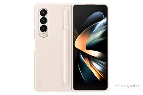 Samsung Galaxy Z Fold4 stående fodral med S penna och pennhållare, skyddande telefonfodral ställ för handsfree visning, amerikansk version, sand 887276702162