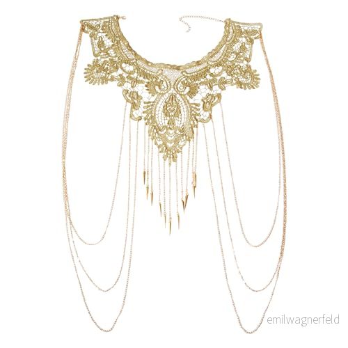 1 styck kroppskedja, kroppskedja för kvinnor, bikini halsband, kroppsbetonat kroppsguldkedja, sexiga kroppssmycken kvinnor och flickor, En Storlek, Spets, 744848242511