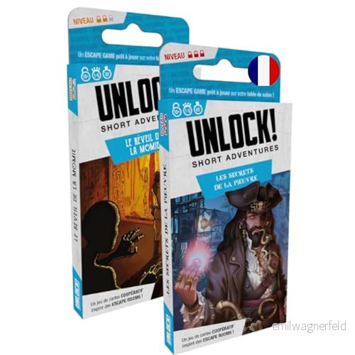 Space Cowboys Unlock! Short Adventures Mummy Awakening + bläckfiskens hemligheter brädspel med kooperativa kort från 10 år Escape Game 1 till 6 spelare 30 min 3558380104278