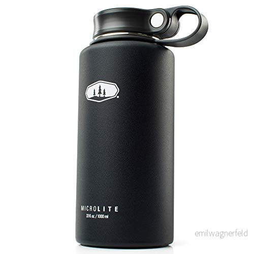 GSI utomhus, MicroLite 1000 Twist 33 fl.oz. Vakuumisolerad vattenflaska i rostfritt stål, svart 90497671555