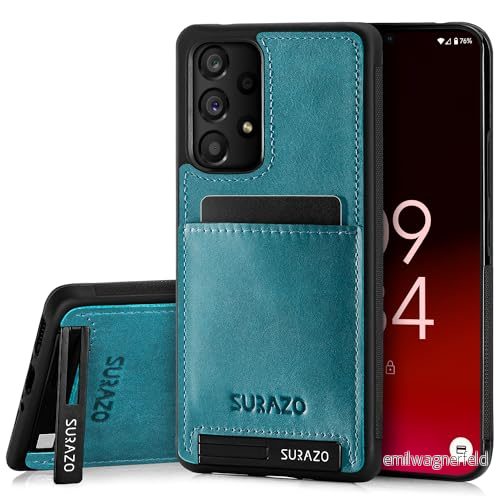 Surazo Skyddsfodral för Samsung Galaxy A53 5G Premium Läder, Korthållare Två Kort, Inbyggt Ställ Slagtåligt, Elegant Design 5904223614745
