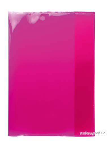 HERMA 19606 Häftklapp DIN A4 transparent set med 10, transparent, tillverkad av slitstark, avtorkbar och extra tjock polypropylenfolie, 10 häftskydd för skolhäft, rosa/rosa 4008705918268