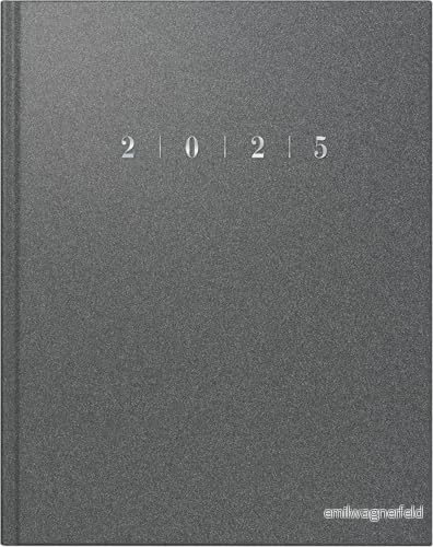 rido/idé bokkalender modell chefskalender TM (2025), 2 sidor = 1 vecka, 205 x 260 mm, 168 sidor, plastomslag, grå 4003273785311
