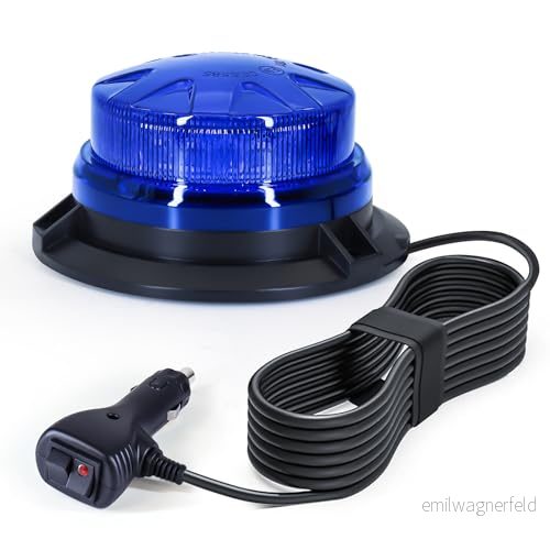antom Blå LED magnetisk blixtlampa, 12 V 24 gul varning och 3 meter snören för gaffeltruck fordon, golftraktor, UTV bilbuss.. 6930925034788