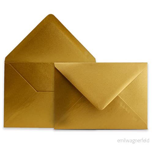 50 kuvert DIN C6 guld 11,4 x 16,2 cm med 90 g/m² våtlimning, spetsig klaff utan fönster Colours 4 you 4251626373313