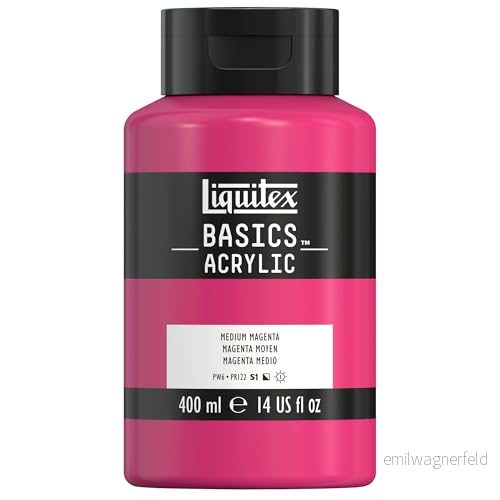 Liquitex 8870321 Grunder akrylfärg, monopigmenterade konstnärspigmenteringar, ljusäkta, medelviskositet, arkivkvalitet, sidenglänsande finish, 400 ml flaska medelmagenta 887452054221