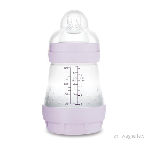 MAM anti kolik flaska för nyfödda, 0 2 månader, 160 ml, med spen, 1 långsam silikonflöde, lätt att ta emot, självsteriliserande och rengöra, starta kolik, mattrosa, 9001616818943