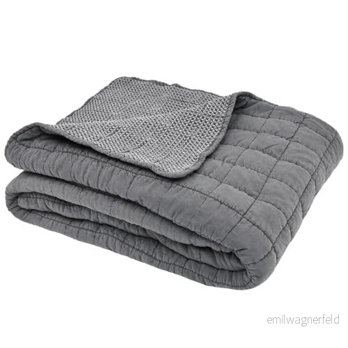 Sleepdown quiltat våffelöverkast över bäddsoffa supermjuk varm mysig lyxig filt sängöverkast träkol 200 cm x 150 cm, grå, 5056242894308 5056242894308