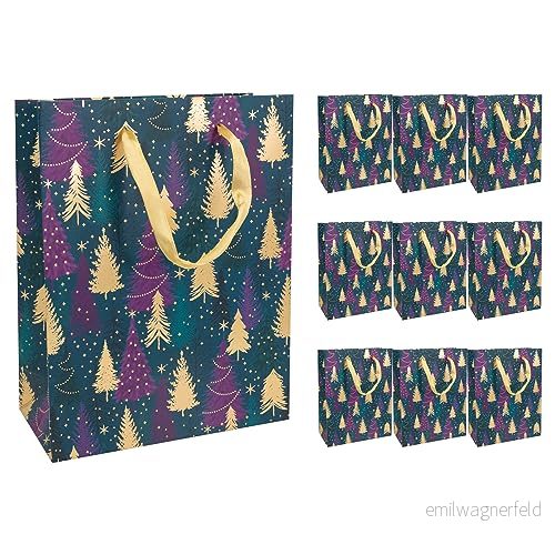 Idena 30371 10 Presentpåsar julgranar, stycken, 18 x 23 8 cm, papperspåsar, presentpåsar, julpåsar 4064997908455