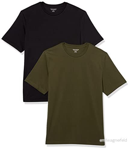 Amazon Essentials herr normal passform kortärmad rund hals t shirt, paket med 2, svart/oliv, XX Large 196433602284