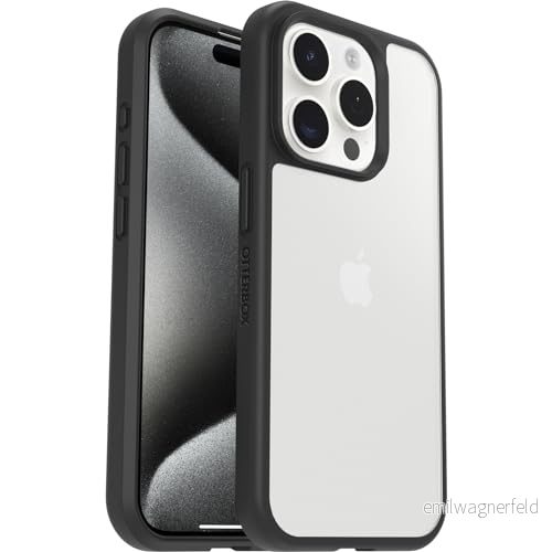 Otterbox Sleek Series skal för iPhone 15 Pro, stöttåligt, fallsäkert, supertunt, skyddande tunt skal, testad till militärstandard, Klar/Svart, Utan retailförpackning 840304731336