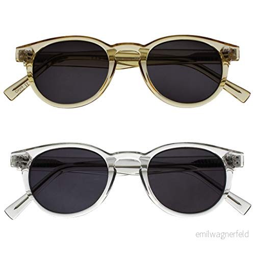 Opulize Rox 2 pack superstiligt Transparent guld klar dam herr solläsare läsglasögon UV400 runda SS89 9C +1,00 Optical Power +2.00 Gold/Shiny Clear 5055955357544