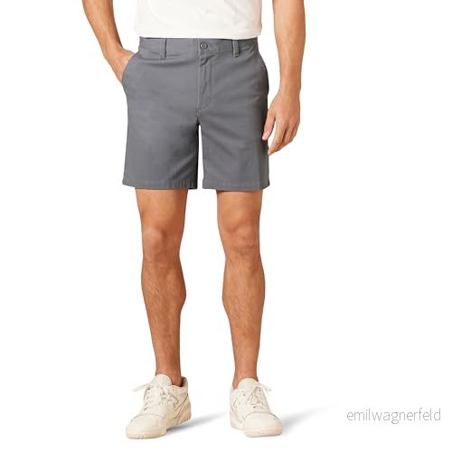 Amazon Essentials Herr Slim Fit 7" Stretch Chino kort, Träkol, 34 197153019352