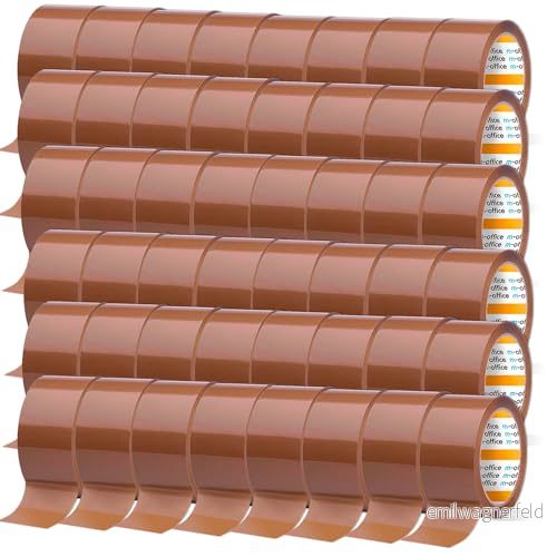m office självhäftande tejp, brun rulle för förpackning av lådor, frakt, flyttning och hantverk, säker stark försegling, tejp (48 st, 48 mm x 120 m) 8447031014422