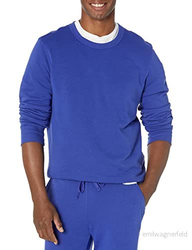 Amazon Essentials lätt långärmad fransk frotté rund hals sweatshirt för män (finns i stor och lång), kungsblå, Small 196433880934